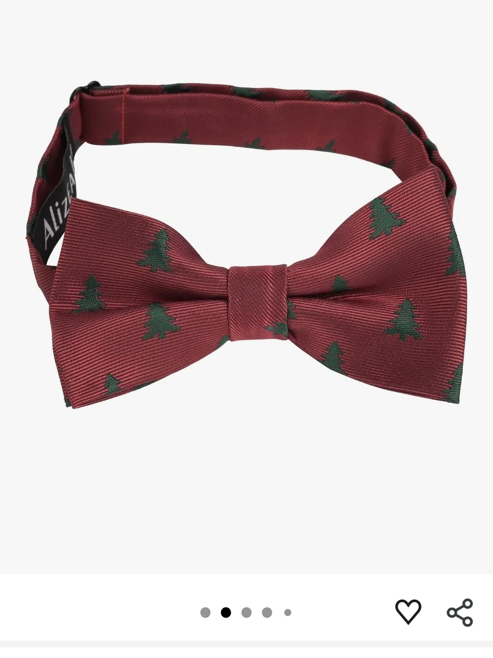 Kids Burgundy Bow Tie with Green Tree Motif